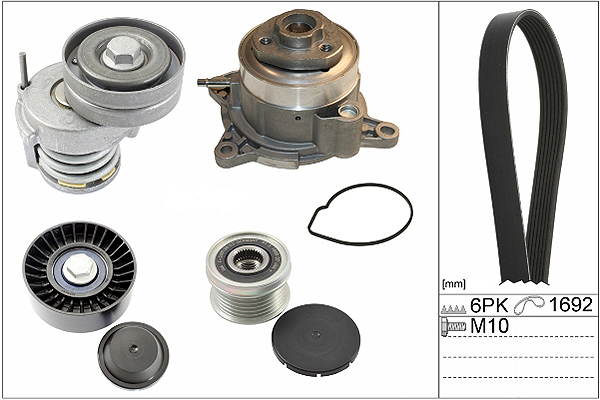 Pompe à eau+Jeu de courroie trapézoïdale à nervures | INA