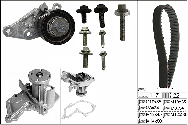 Pompe à eau + kit de courroie de distribution | INA