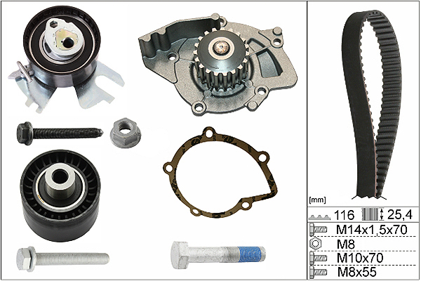 Pompe à eau + kit de courroie de distribution | INA