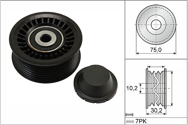 Poulie renvoi/transmission, courroie trapézoïdale à nervures | INA