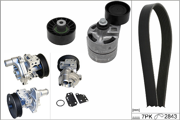 Pompe à eau+Jeu de courroie trapézoïdale à nervures | INA