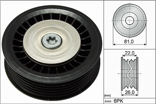Image du produit pour Poulie renvoi/transmission, courroie trapézoïdale à nervures