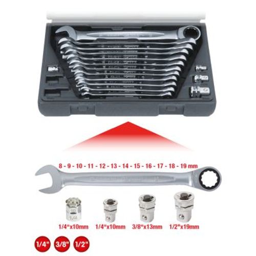 Image du produit pour Kit de clés à fourche et polygonale à cliquet