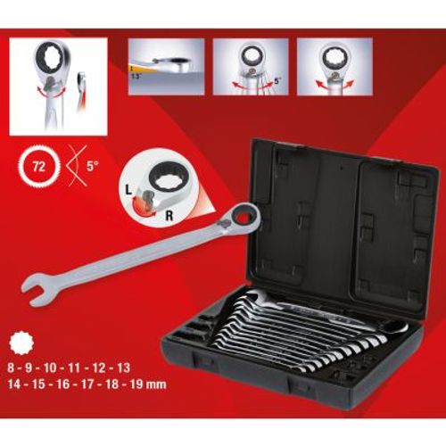 Image du produit pour Kit de clés à fourche et polygonale à cliquet