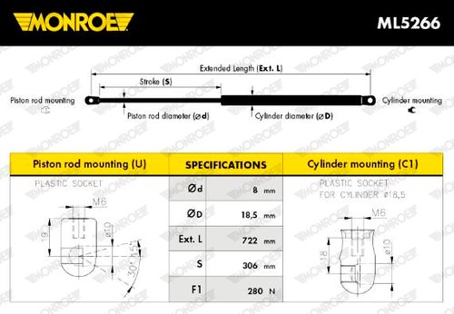 Image du produit pour Vérin, capot-moteur