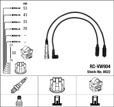 Kit de câbles d'allumage NGK, par ex. pour VW, Seat