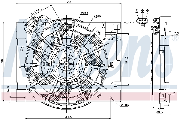 Ventilateur, refroidissement du moteur | NISSENS