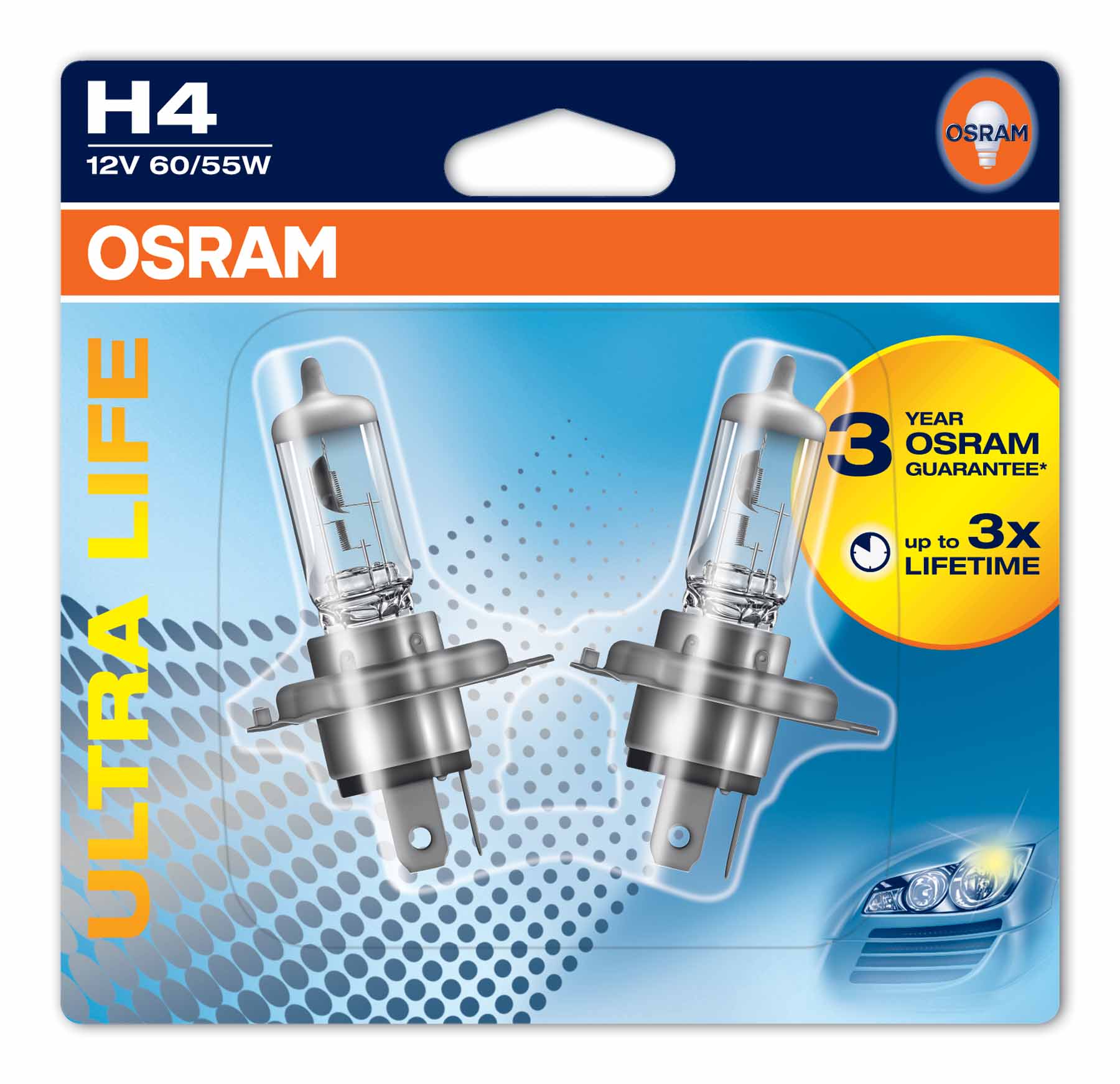 Ampoule H4 Ultra Life 60/55W [12V] (2 pièces) | OSRAM