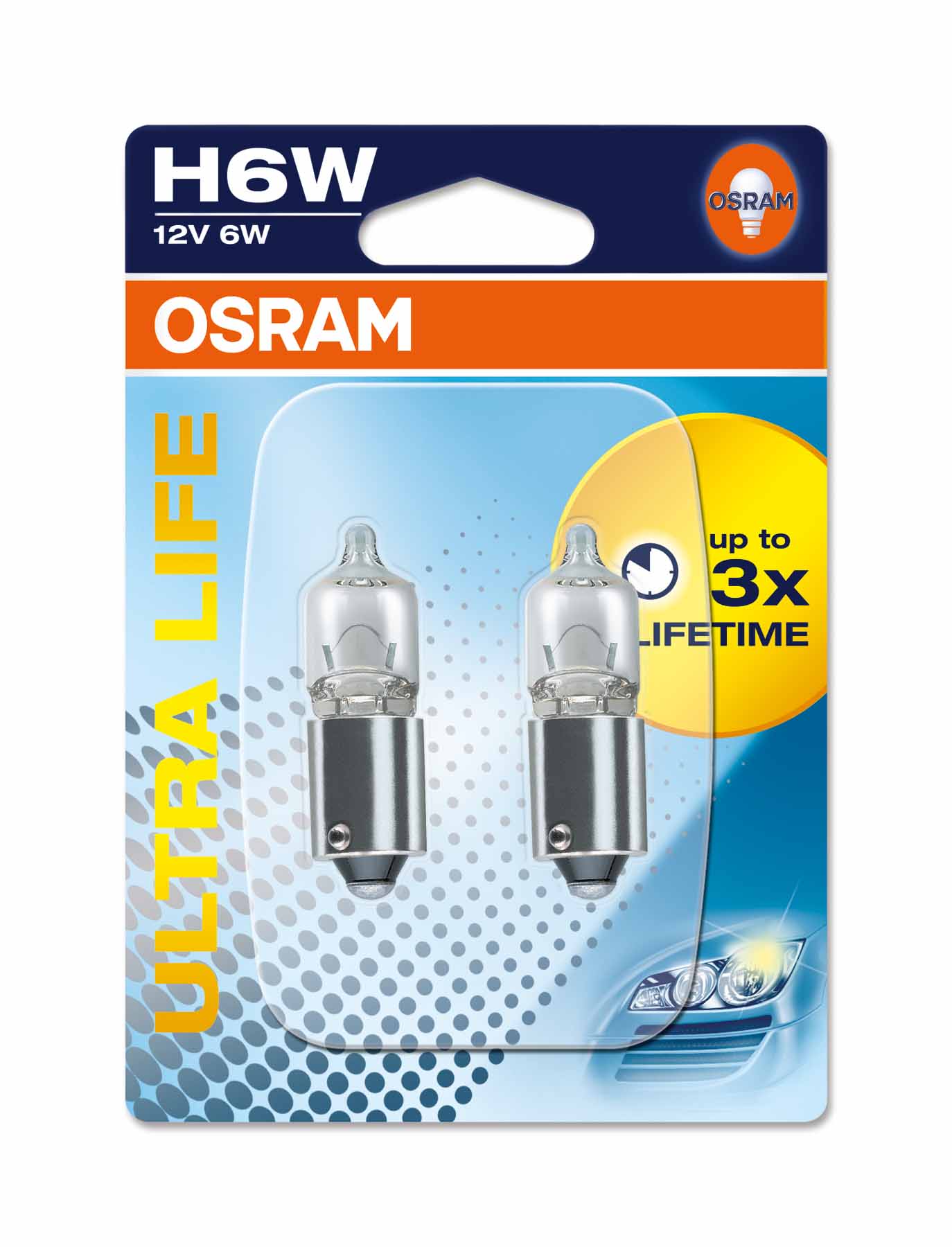 Ampoule H6W Ultra Life 6W [12V] (2 pièces) | OSRAM