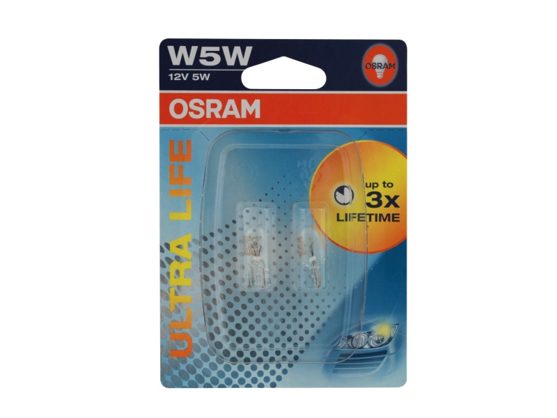 Ampoule socle en verre W5W Ultra Life 5W [12V] (2 pièces) | OSRAM
