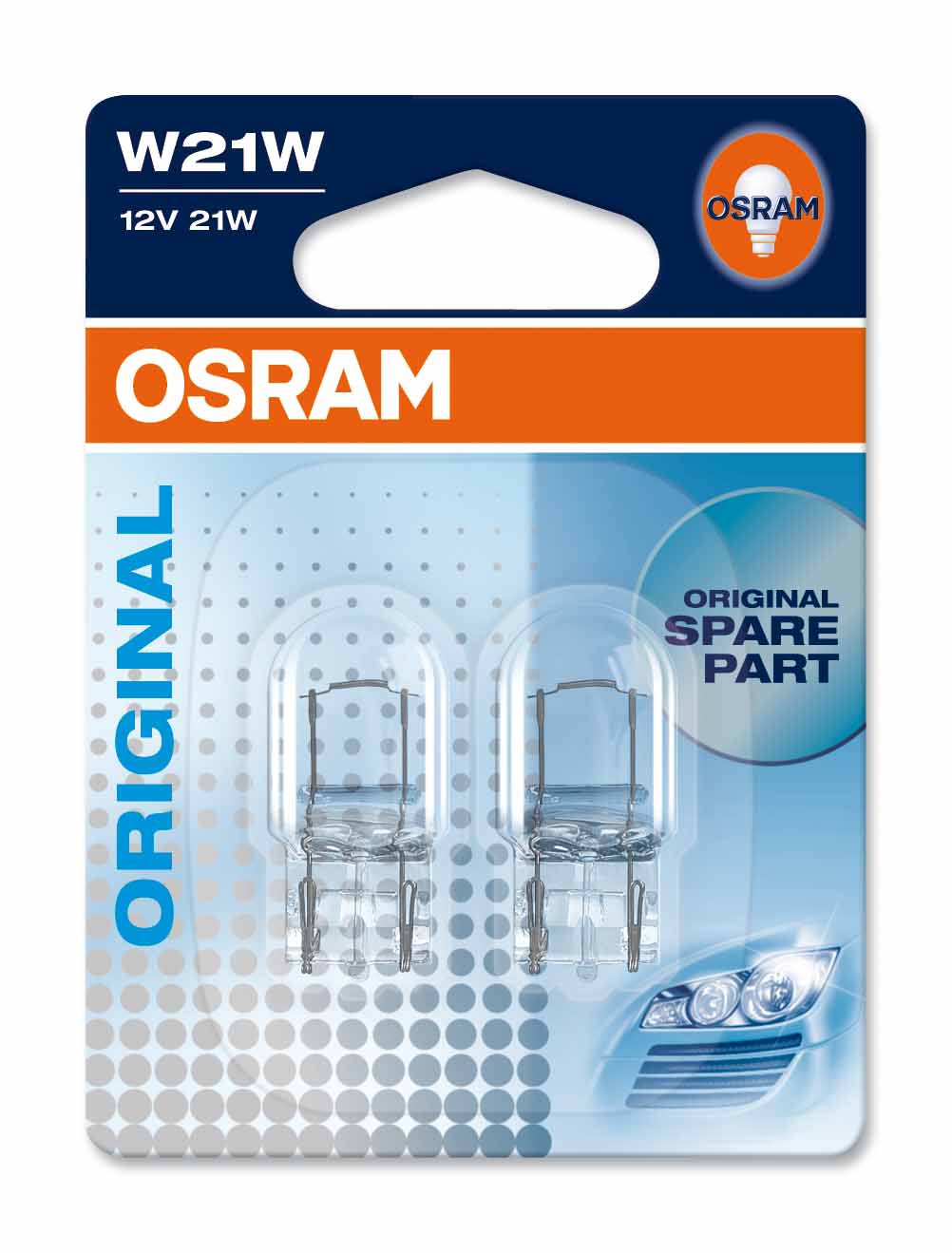 Ampoule socle en verre W21W Original 21W [12V] (2 pièces) | OSRAM