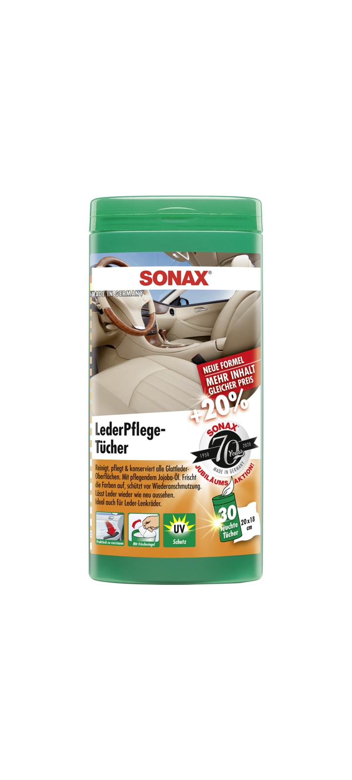 Produit d'entretien du cuir Leather care wipes | SONAX