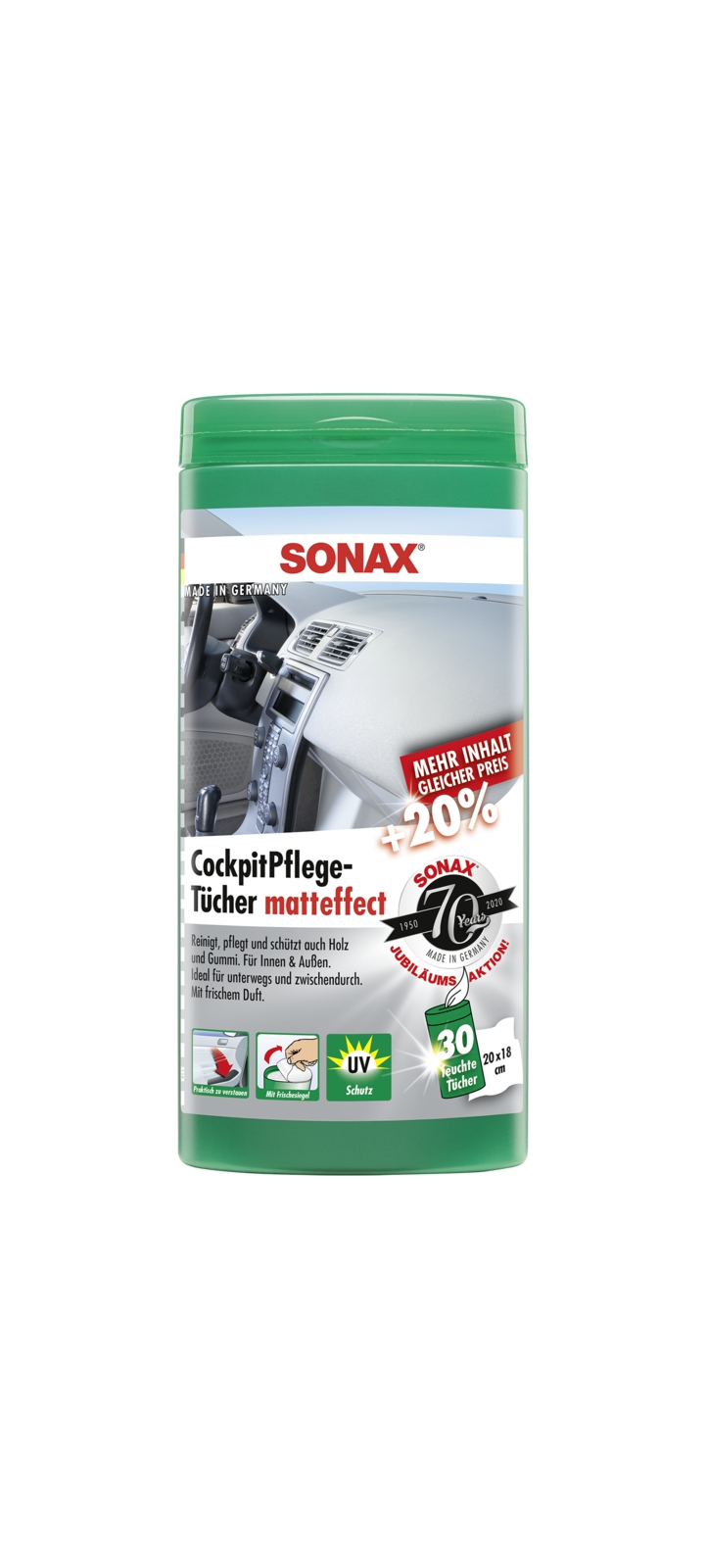 Produit d'entretien pour plastiques Plastic Care wipes matt (box) | SONAX
