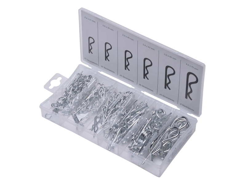 Assortiment de goupilles fendues à ressort (150 pces) | SWSTAHL