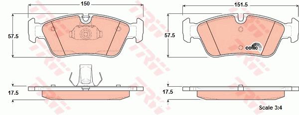 Jeu de 4 plaquettes de frein | TRW