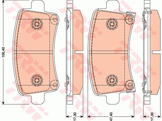 Jeu de 4 plaquettes de frein | TRW