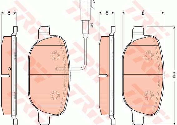 Jeu de 4 plaquettes de frein | TRW