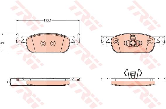 Jeu de 4 plaquettes de frein | TRW